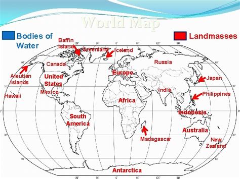 what are the landmasses and bodies of water|World's Major Bodies Of Water .